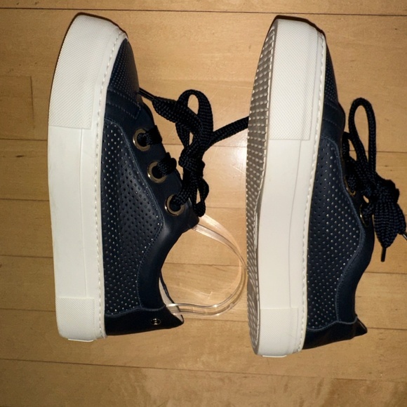 Like NEW AGL Perforated Platform Blue Leather Sneaker,38, CB2378 - Picture 2 of 5